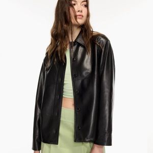 ARITZIA SUNDAY BEST GABBY SHIRT JACKET BLACK VEGAN LEATHER MEDIUM *SOLD OUT*